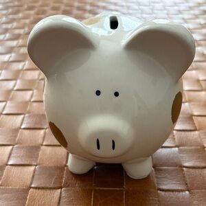 Ceramic Piggy Bank - White and Gold